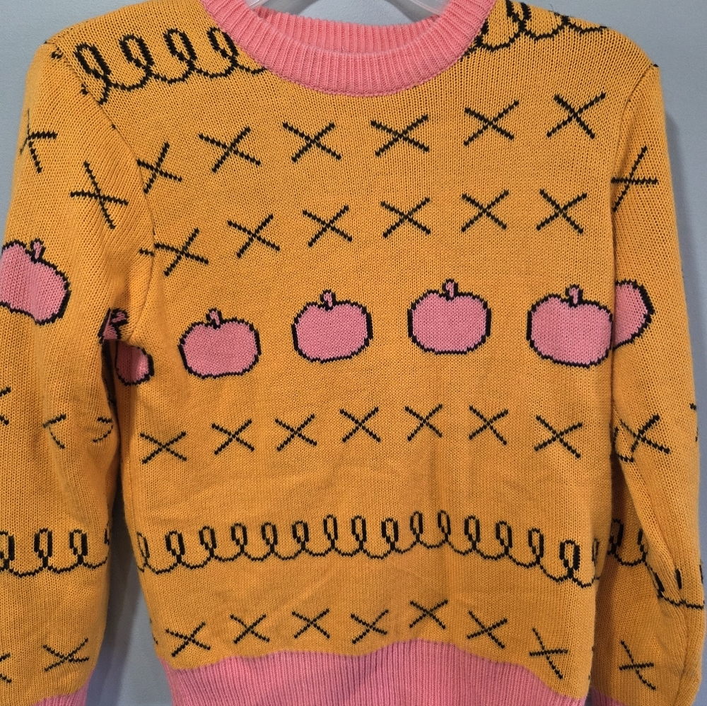 BoJack Yellow pink orange knit apples pullover Men’s knitted sweater Pink apples
